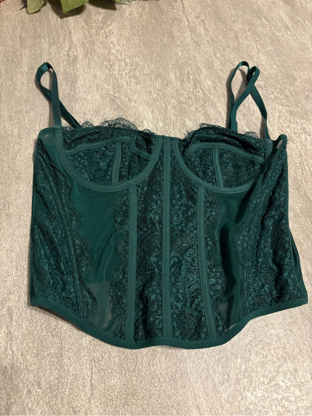 Deep Green Lace Bustier Crop Top